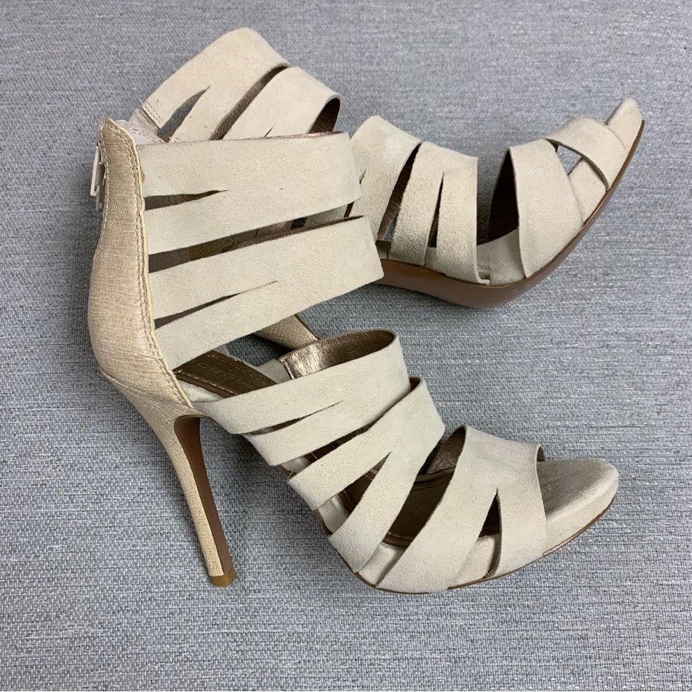 Y2K BCBGeneration BG Jazzie Suede Strappy Cage Heels